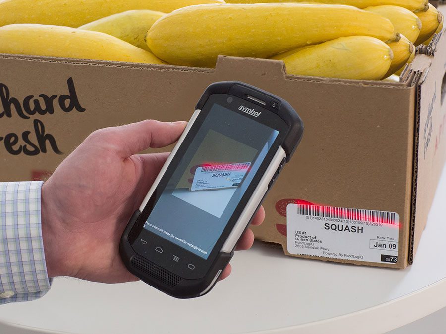 Smart device scanning a box of squash