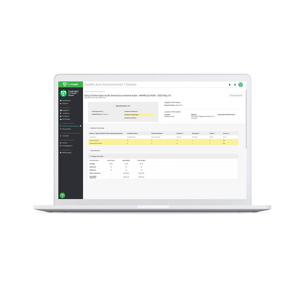 Demo FoodLogiQ products for supply chain and recall management, traceability, and quality incident tracking software.