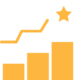 Bar chart with rising arrow and star symbolizing growth, performance, and success.